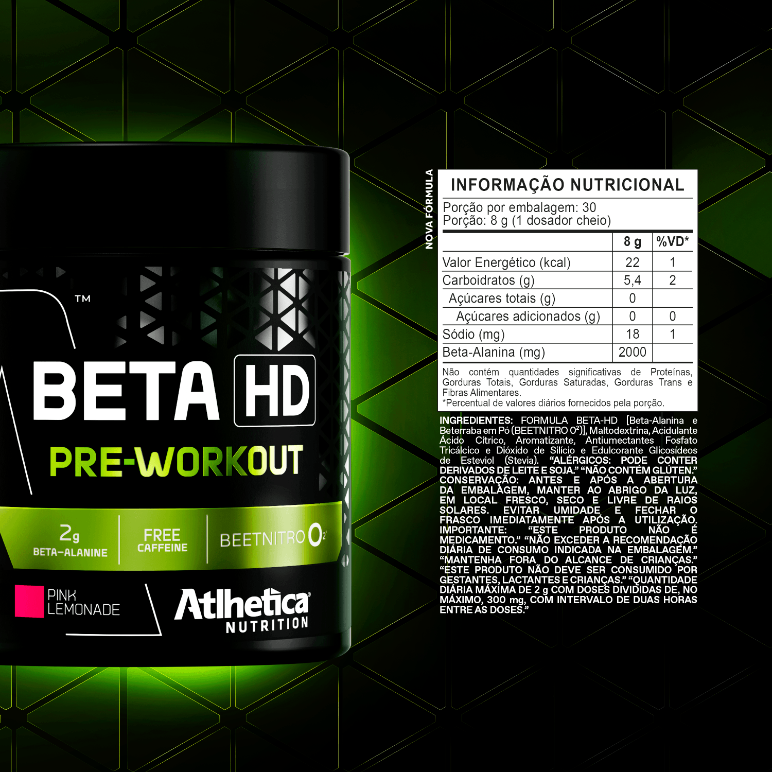 BETA HD PRE WORKOUT W/ STEVIA (240 G) ATLHETICA PINK LEMONADE