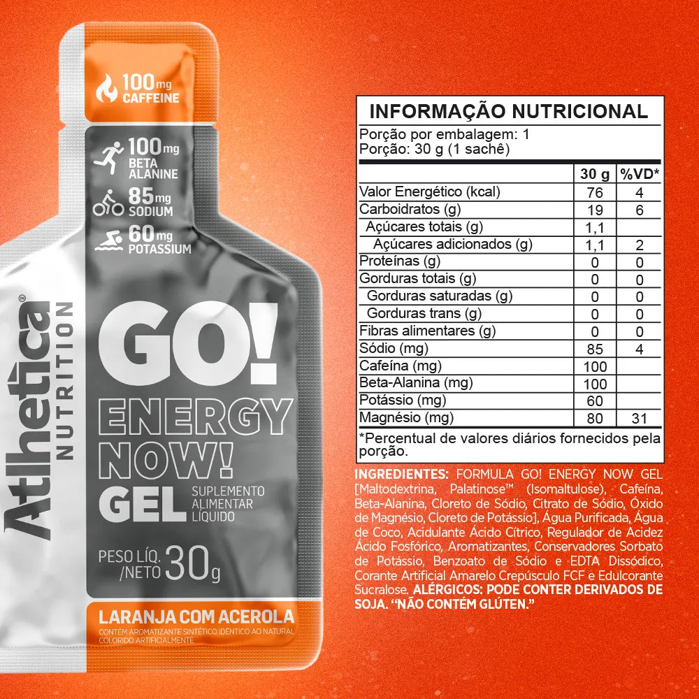 GO! ENERGY NOW CAFEÍNA GEL (DISPLAY C/ 10 SACHES DE 30G)