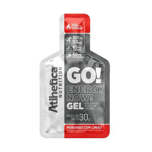 GO! ENERGY NOW GEL (DISPLAY C/ 10 SACHES DE 30G) ATLHETICA MORANGO COM LIMAO