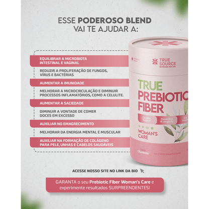 LONGEVIDADE E PREVENCAO TRUE PREBIOTIC FIBER CRANBERRY 300G - TRUE SOURCE