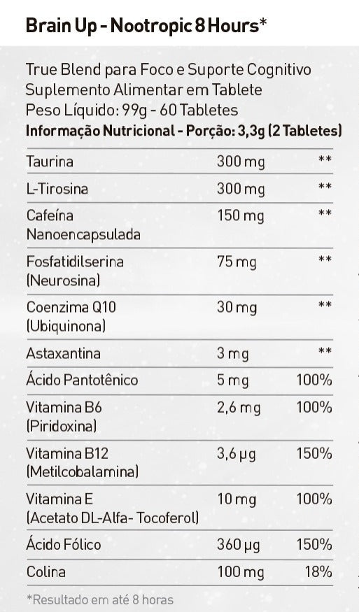 LONGEVIDADE E PREVENCAO TRUE BRAIN UP 60 TABLETES - TRUE SOURCE