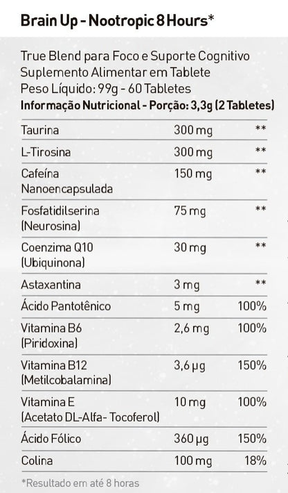 LONGEVIDADE E PREVENCAO TRUE BRAIN UP 60 TABLETES - TRUE SOURCE